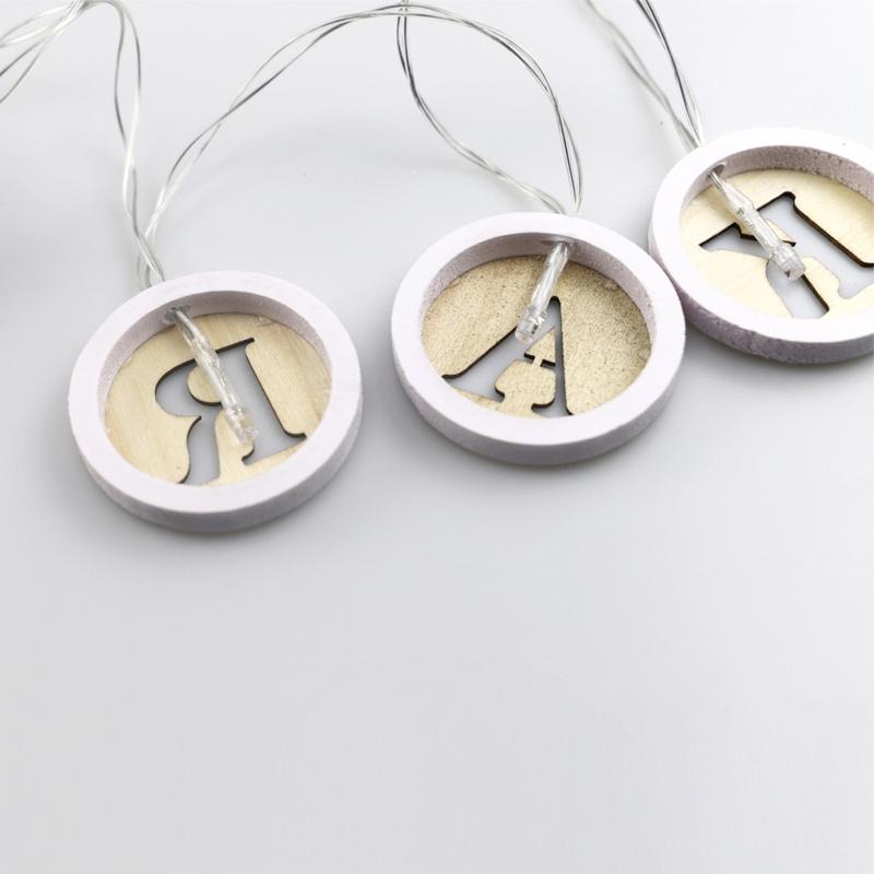 Wooden Eid String Light Led Ramada Mubarak Letters Lamp Ornament Crafts for Islamic Muslim Party Ramadan Decoration Night Lamps