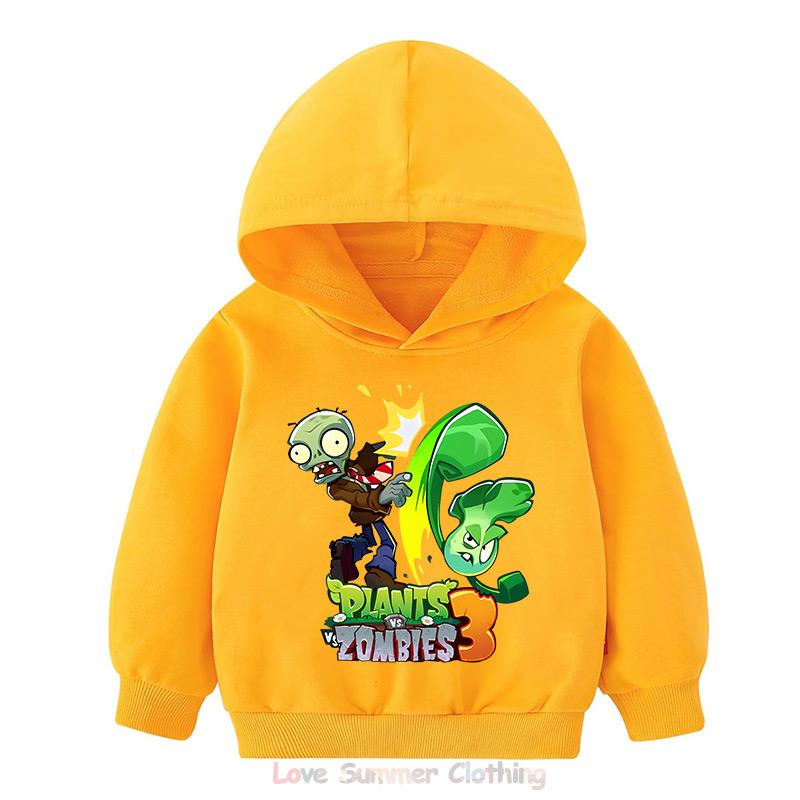 Boys Hoodie Age 4-14 Plants HD Print Zombies Thin Girls Pullover Girls Casual Wear Fall Hoodie Long Sleeve Polyester New Arrivals 2025