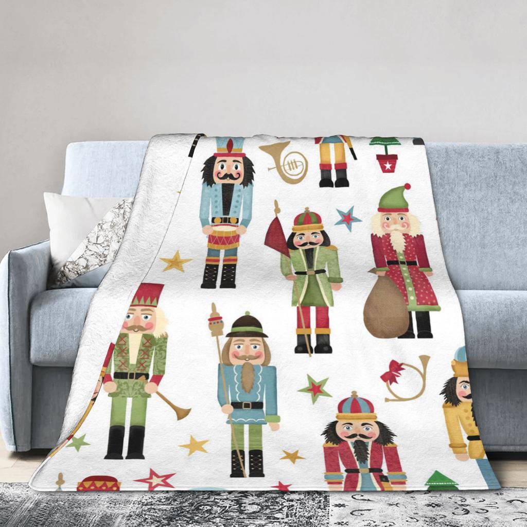 Christmas Nutcracker Flannel Blankets Spring  Soft Throw Blanket for Girls Boys Living Room Print Bedspread Sofa Bed Cover