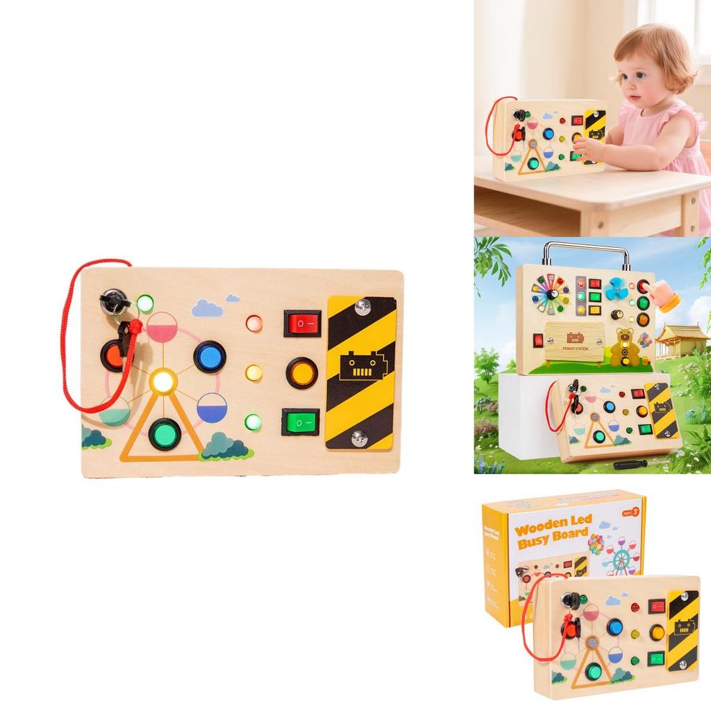 Wooden Switch Game Board Children Puzzle Toy Set With Led Lights For Preschool Early Education And Interest Cultivation