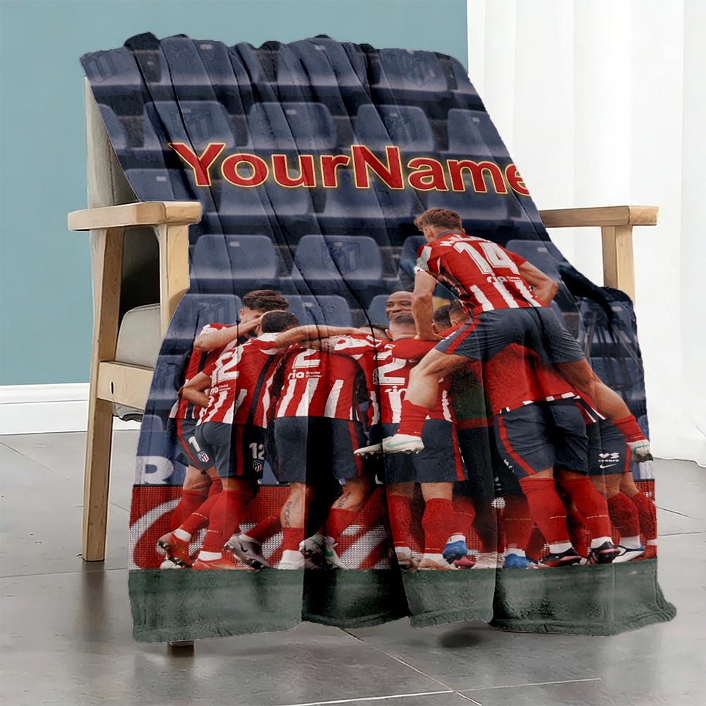 Atletico Madrid Personalized Name Blanket Lightweight Customizable Blanket Soft Warm Cozy Throw For Chair Living Room Sofa Livingroom for All Occasion