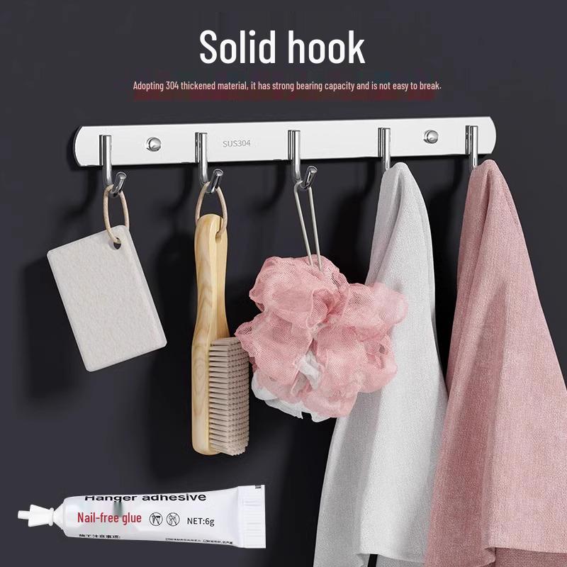 Wandmontierter Edelstahl-Mantelständer mit Klebehaken