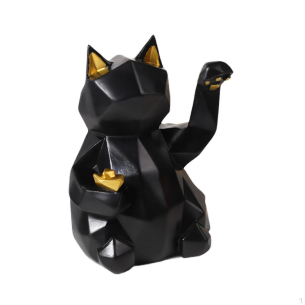 Black Cat Figurine Decor Modern Colletiable Geometric Gifts for Lovers Home Creative