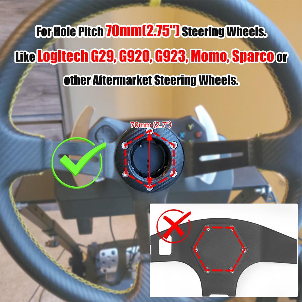 Adaptateur Pour Volant Logitech G25 G27 G29 G920 - Plaque En Aluminium 70 Mm - Compatible 13-14 Pouces