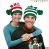 New parent-child red Christmas hat striped hat women's holiday wool hat hot-selling knitted Christmas hat women