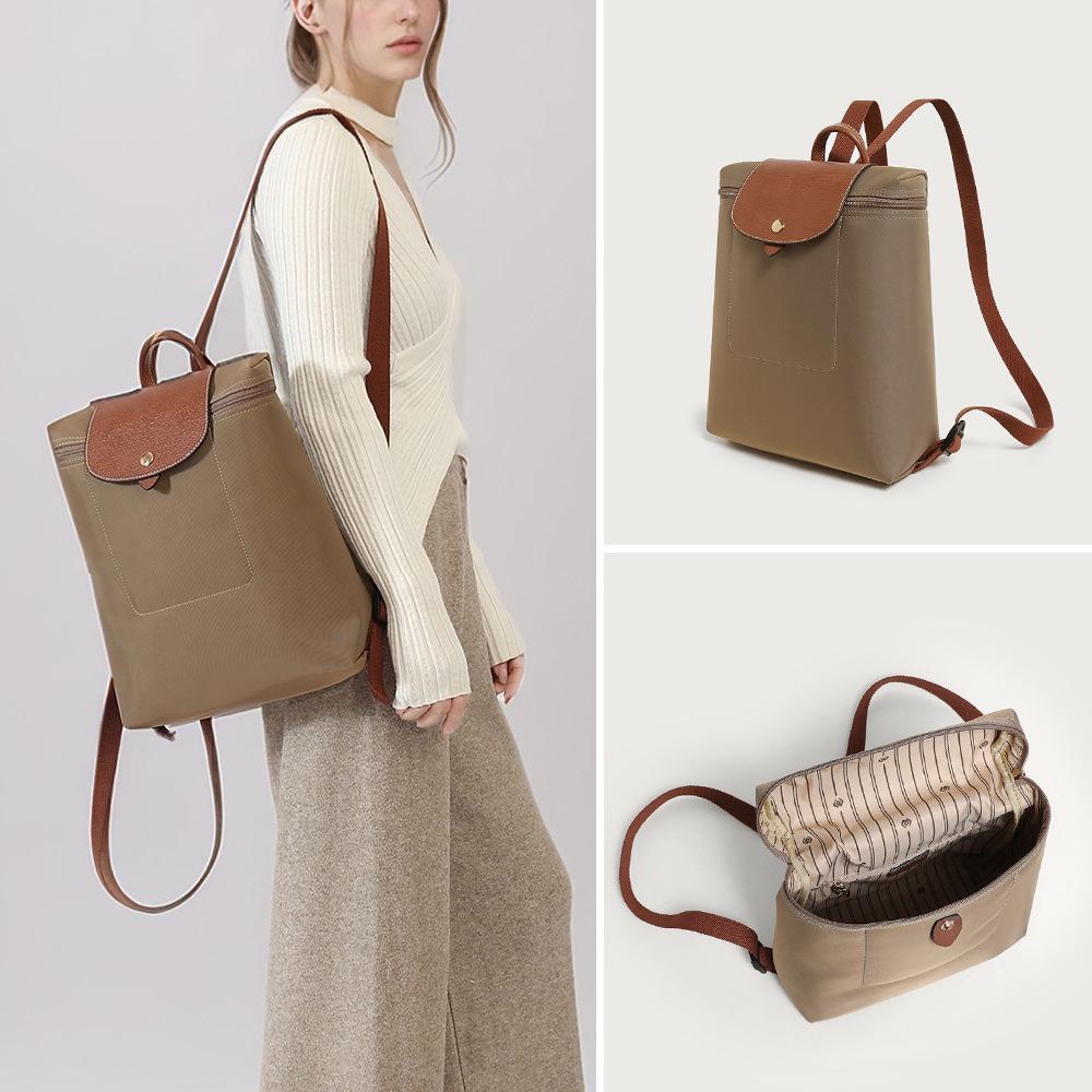 2025 Classic Women's Genuine Leather & Nylon Foldable Lightweight Backpack