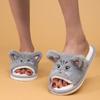 Women's Cute Cat Open-Toe Slippers Home Comfortable and Casual Slipper for Autumn and Winter