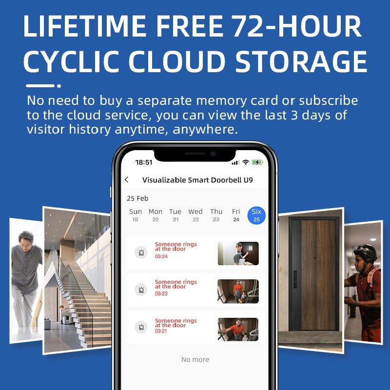 HD Wireless Video Doorbell with Optional Solar Charging Rain Cover, Ultra Long Standby, Voice Changing, Intercom Monitoring, Automatic Power Storage