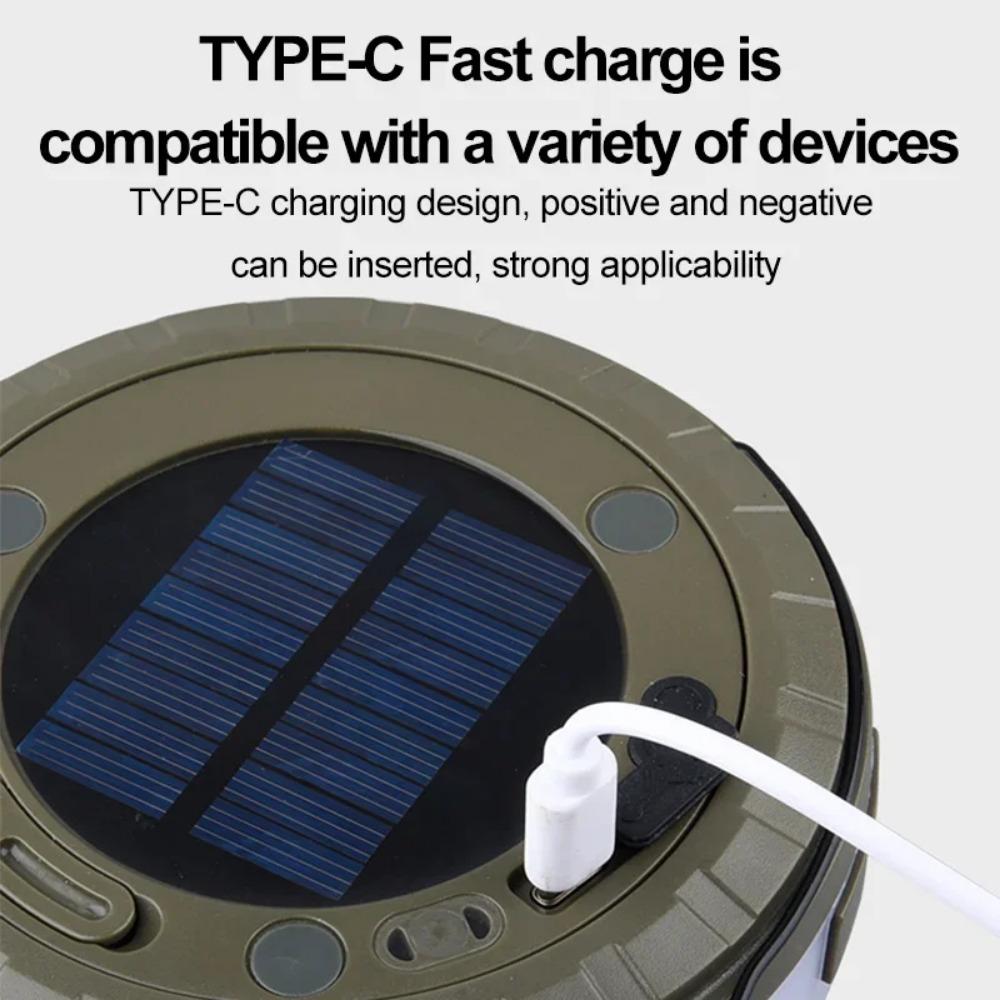 Solar Lights Outdoor Camping Light 10meter String Light Outdoor Tent Light RGB Atmosphere Light LED Flashlight with Hook