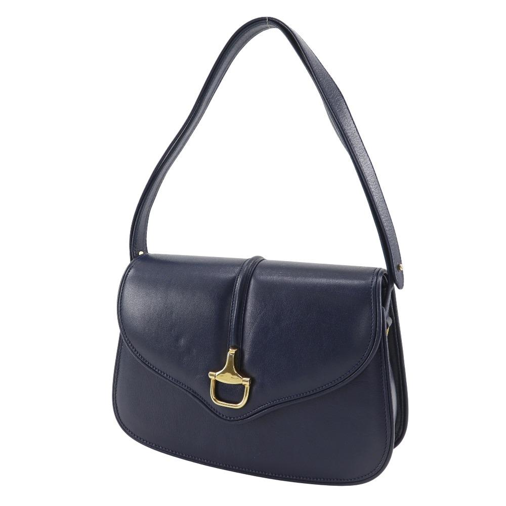 GUCCI Old Gucci Shoulder Bag vintage Navy blue Calfskin Women Used