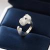 Couple Finger Ring Adjustable Band Imitation Silver Opening Design Finger Matte Texture Schnauzer