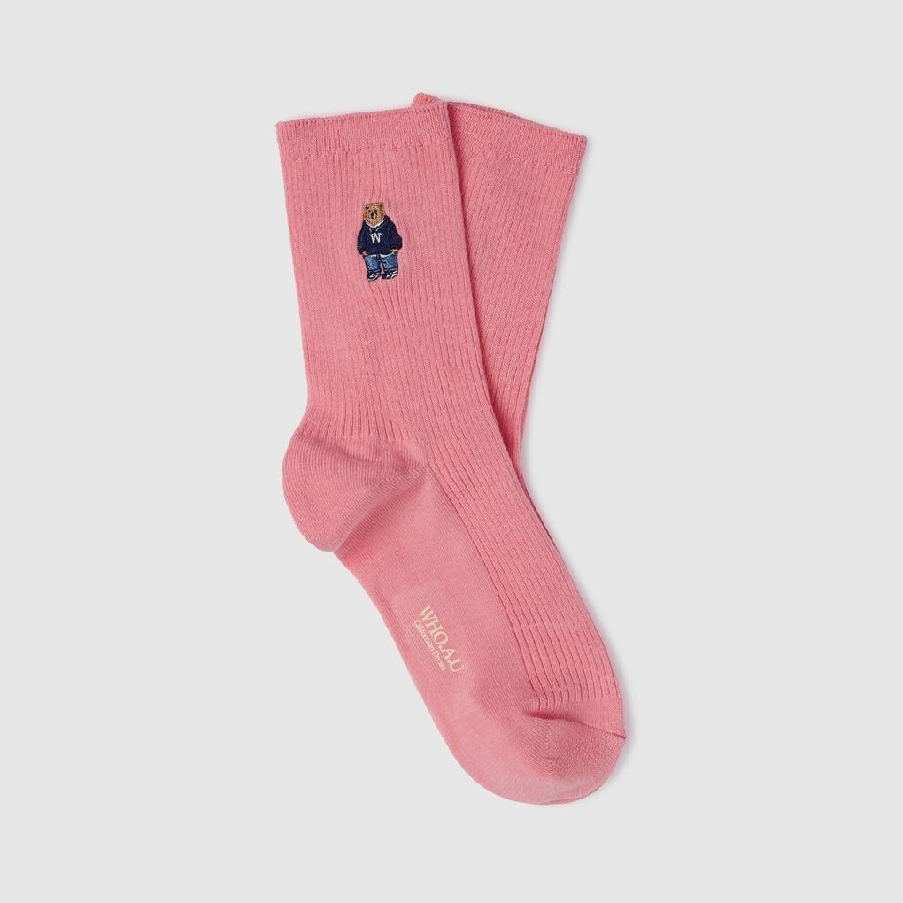 Who Are You Steve Embroidered Socks / WHAYE2233A pink