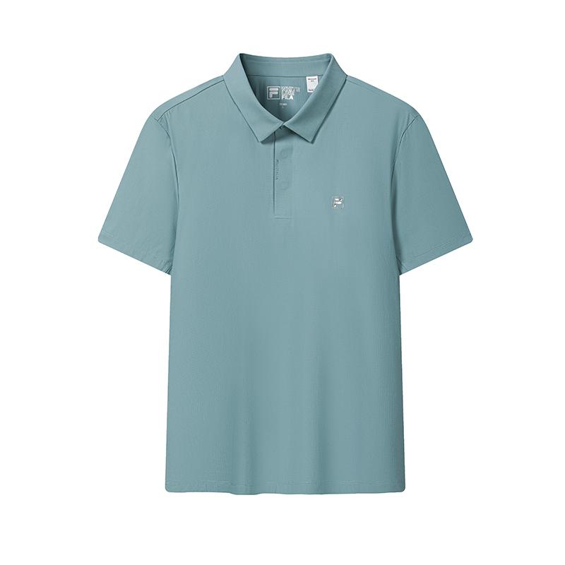 FILA White Contact Cool Fashionable Polo Shirt Men tops Mineral-Blue F61M623107FDB M