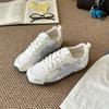 2025 summer new flat bottom inner height increase small white shoes women's mesh breathable casual sports soft sole light board shoes