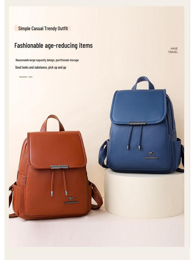 Women's 2024 Soft PU Leather Small Backpack: Versatile Fashionable Shoulder Bag
