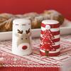Nordic Creative Christmas Tree Ceramic Seasoning Bottle Set Embossed Cartoon Elk Salt and Pepper Shaker Kitchen Seasoning Box