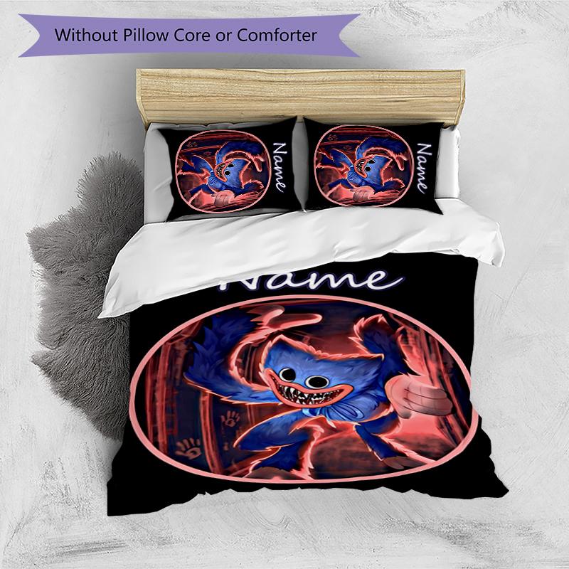3pcs Custom Name Poppy Playtime Bedding Set Duvet Cover Closure Includes 1 Duvet Cover & 2 Pillowcases for All Seasons Bedroom Decor