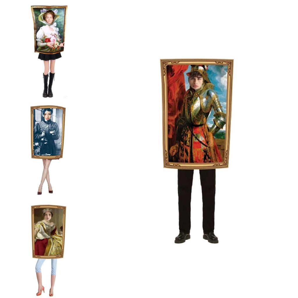 Mona Lisa Cosplay-kostyme med polyesterstoff for Halloween og temafester