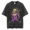 Vintage Washed TShirt Men Summer Hip Hop Streetwear T-shirt JoJo Bizarre Adventure Anime Print Cotton Casual Short Sleeve T-shirt Daily Wear Cool Top