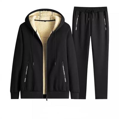 Męskie zestawy z jagnięcego kaszmiru Dres Męska zimowa wełniana bluza z kapturem Gruba ciepła odzież sportowa Męski garnitur Dwuczęściowy zestaw Zestawy na co dzień