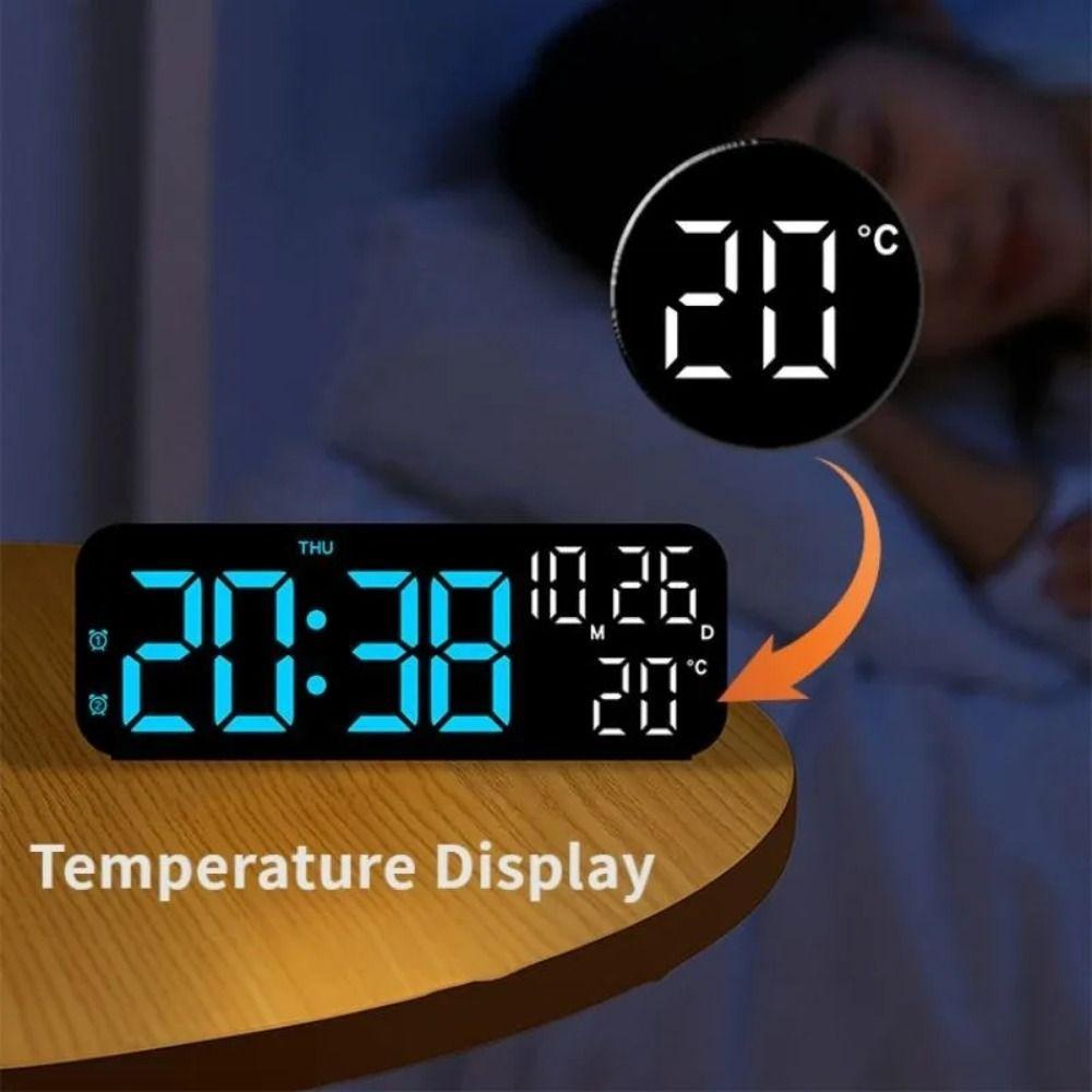 12/24H Format Large Digital Clock Brightness Adjustment Dual Control Table Clock  Gym