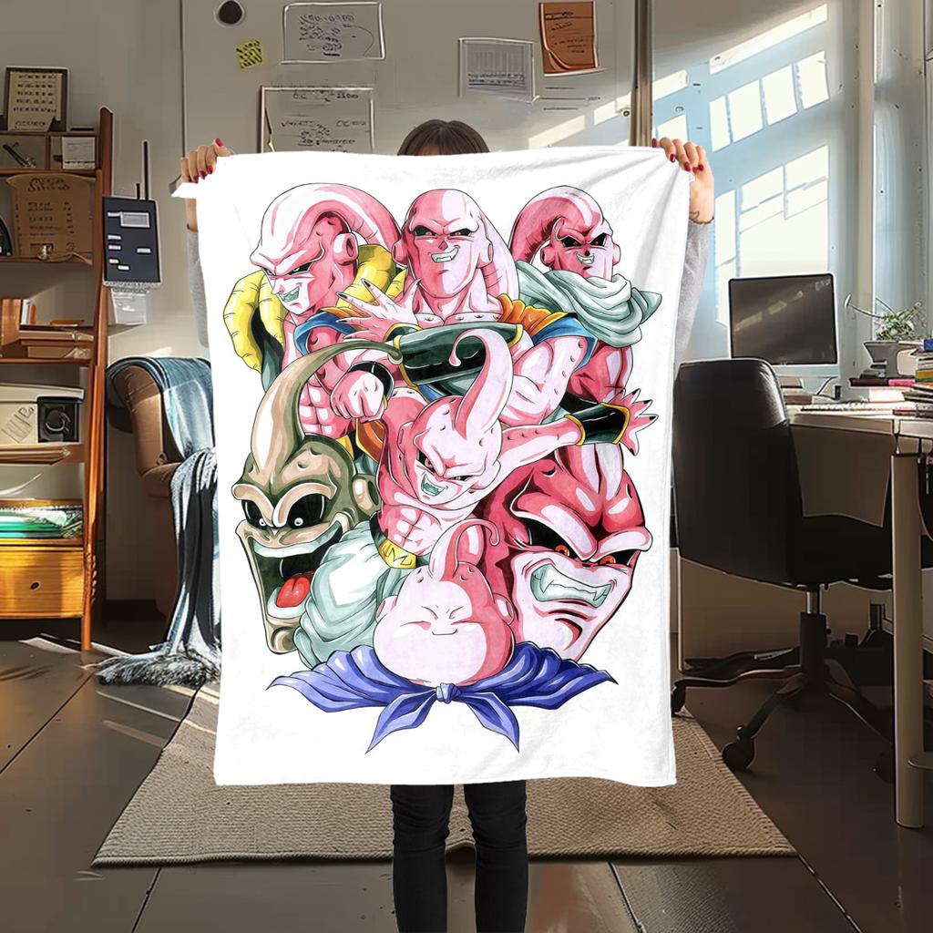 1PC Majin Buu Print Flannel Blanket, High quality All Seasons, Home Decor, Warmth and Comfort, Perfect for Christmas Gifts