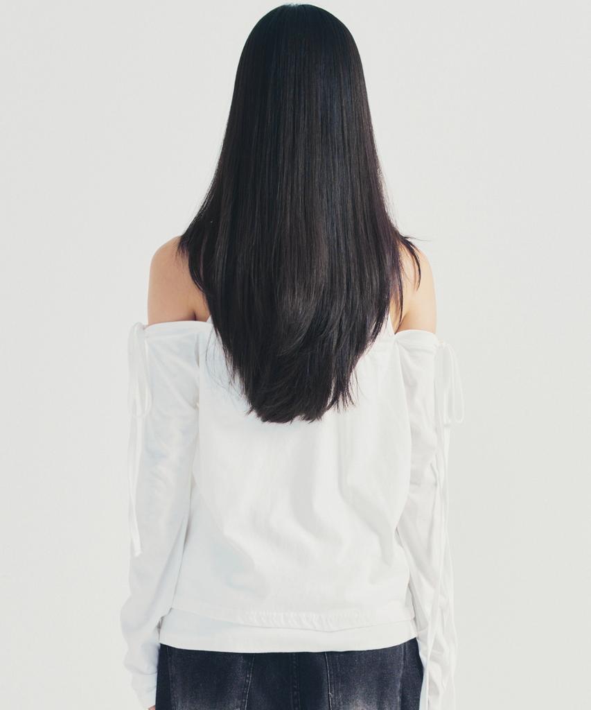 Nigaennikol Strap Twin Off Shoulder Top_White