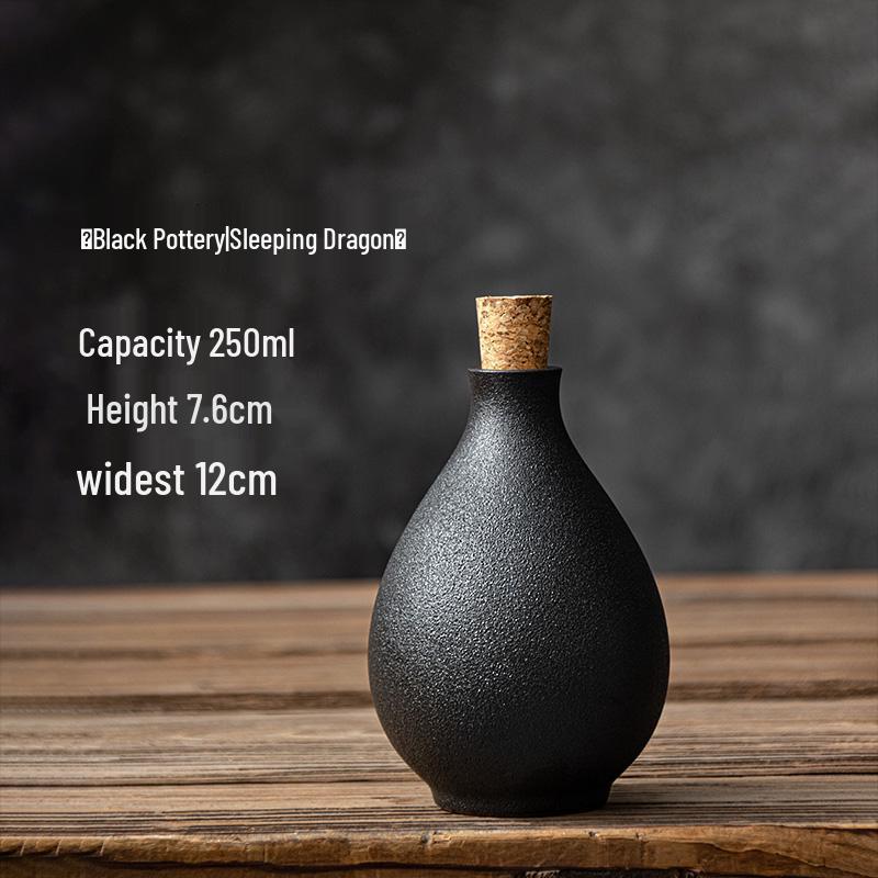 Japanese Style Ceramic Sake Pot and Cup Set - Antique Yellow Wine Decanter and Baijiu Jar for Home Use