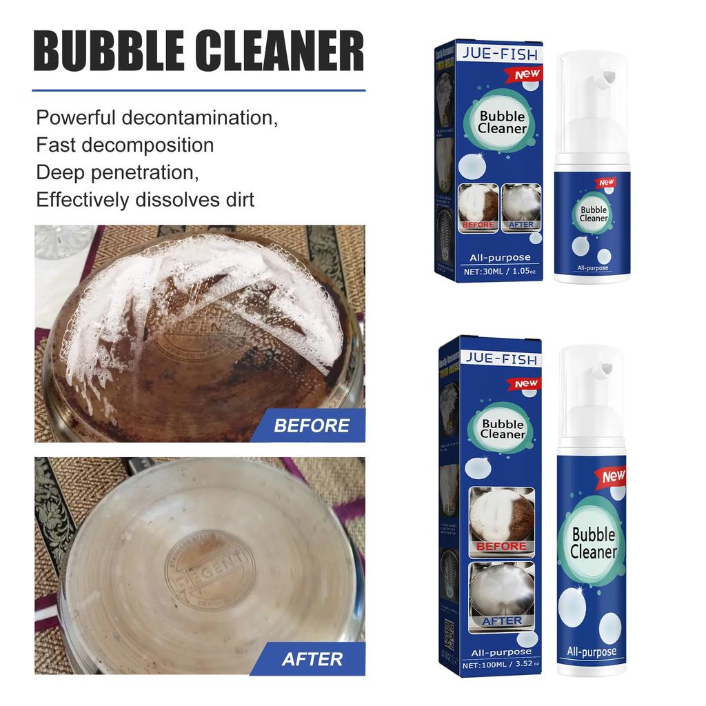 30/100ml Foaming Heavy Oil Stain Cleaner Kitchen Form Bubble Cleaner Rinse-Free All-Purpose Rust Stain Greasy Dirt Remover