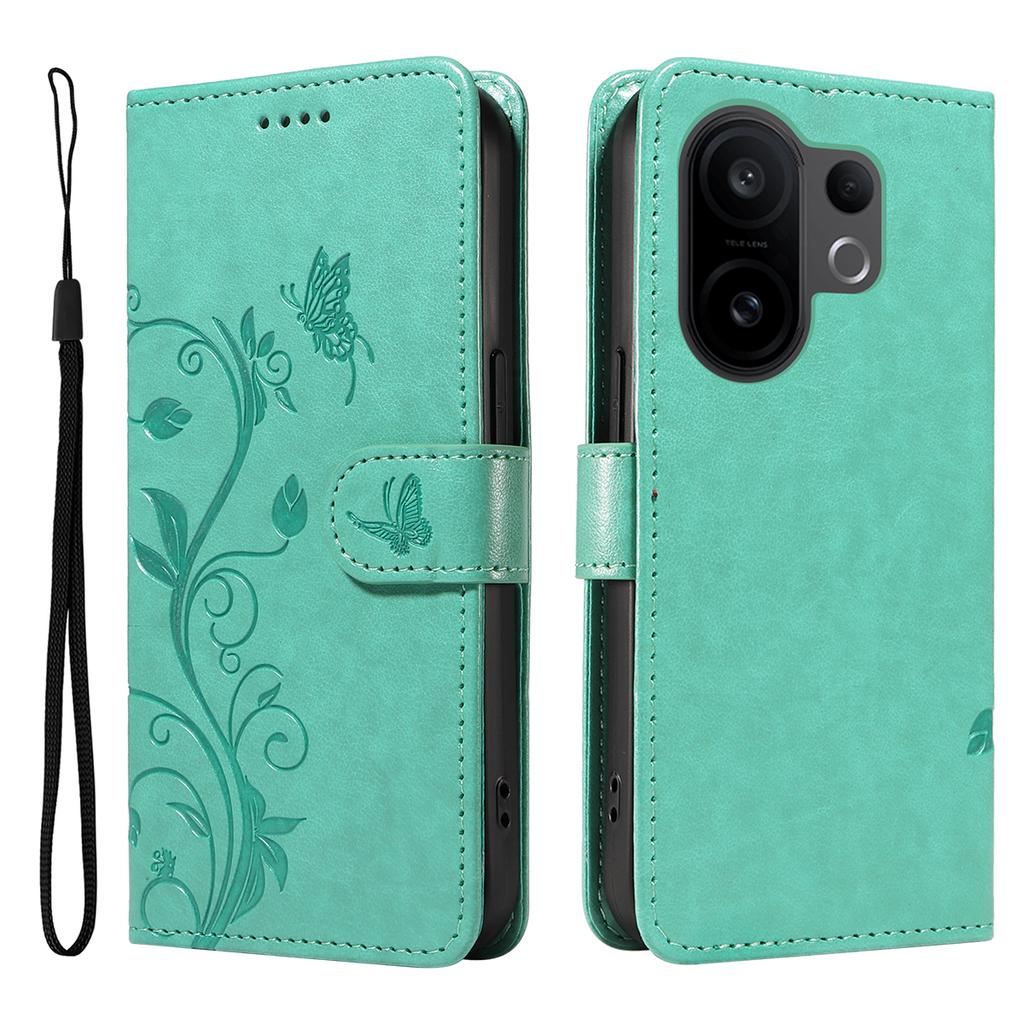 For Vivo X200 FE 5G/vivo S30 Pro Mini 5G PU Leather Cases Flower Pattern Wallet Stand Phone Cover with Strap