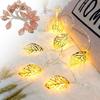 Warm White LED Decorative Lamp Hollow Design Golden Metal Leaf Decorative Lights Battery Operated Shaped Design LED String Light