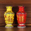 1PCS Ceramic Vase with Enamel Color Yellow and Red Flower Arrangement Altar Vase with Feng Shui Ornaments