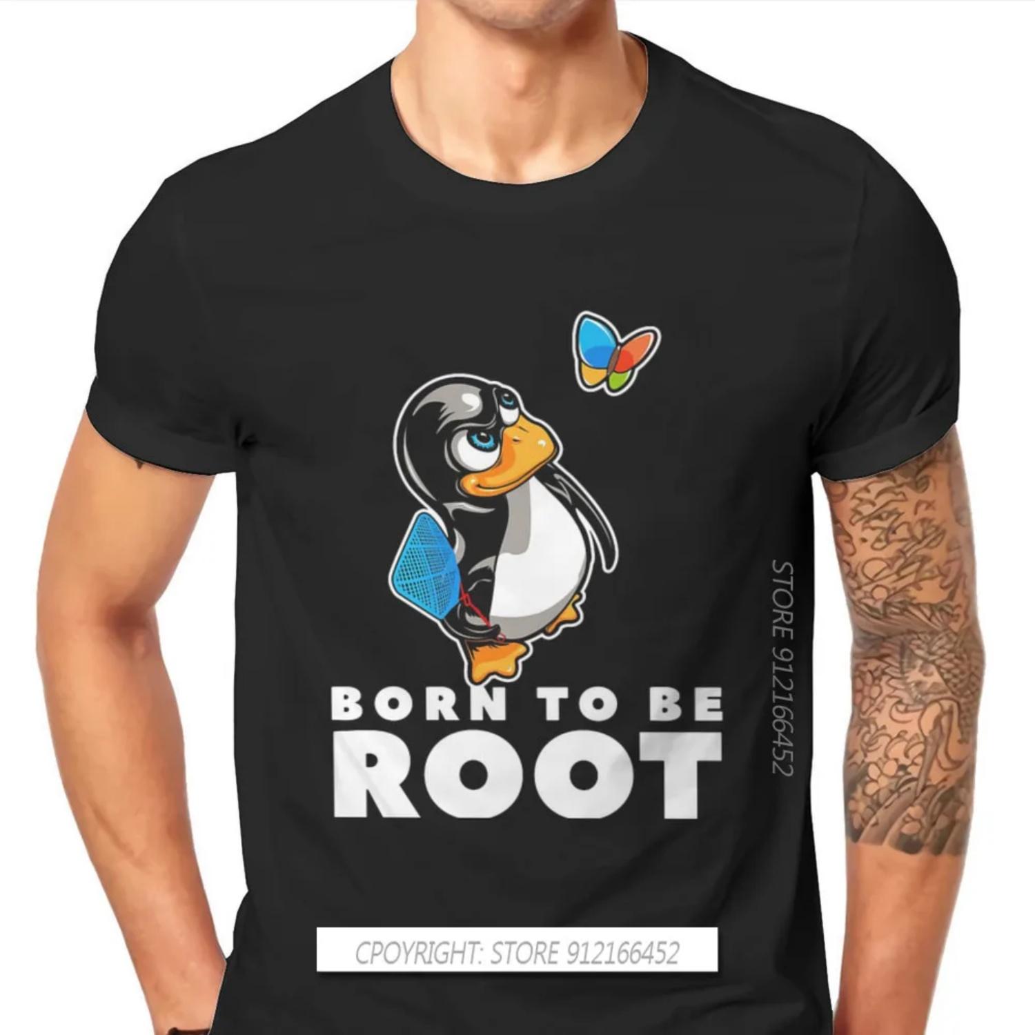 

Linux Operating System Tux Penguin Man TShirt Butterfly Killer Illustration Fashion Basic T-Shirt Harajuku Streetwear Hipster S чёрный