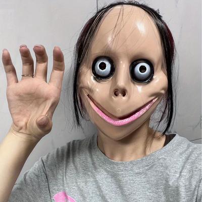 Terrifying Masks Adorned with Bizarre Hair and Perfect Halloween with Big Mouth Haunted House Performances and Party Decorations