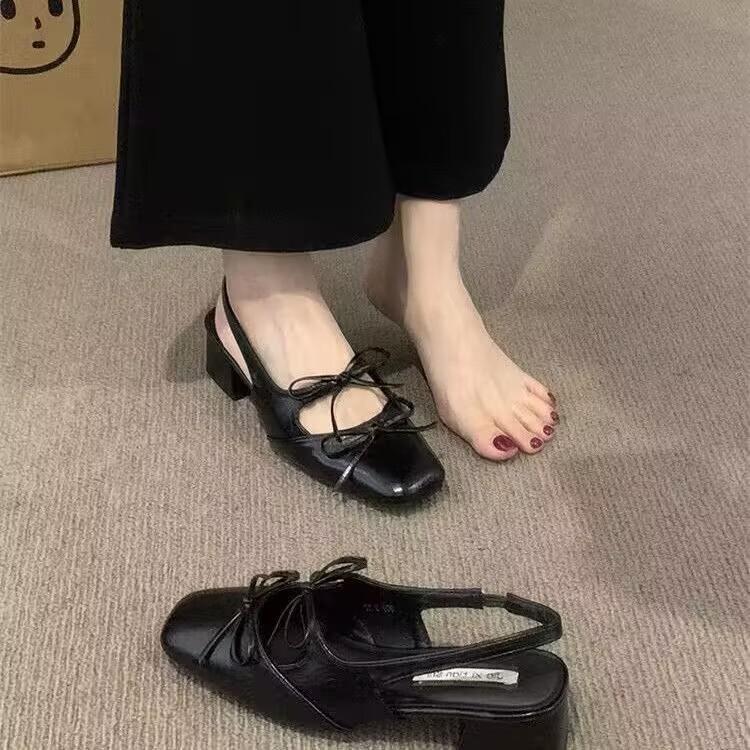 

Baotou sandals women s summer new French stunning fairy style versatile thick heel silver single shoes temperament high heels 40