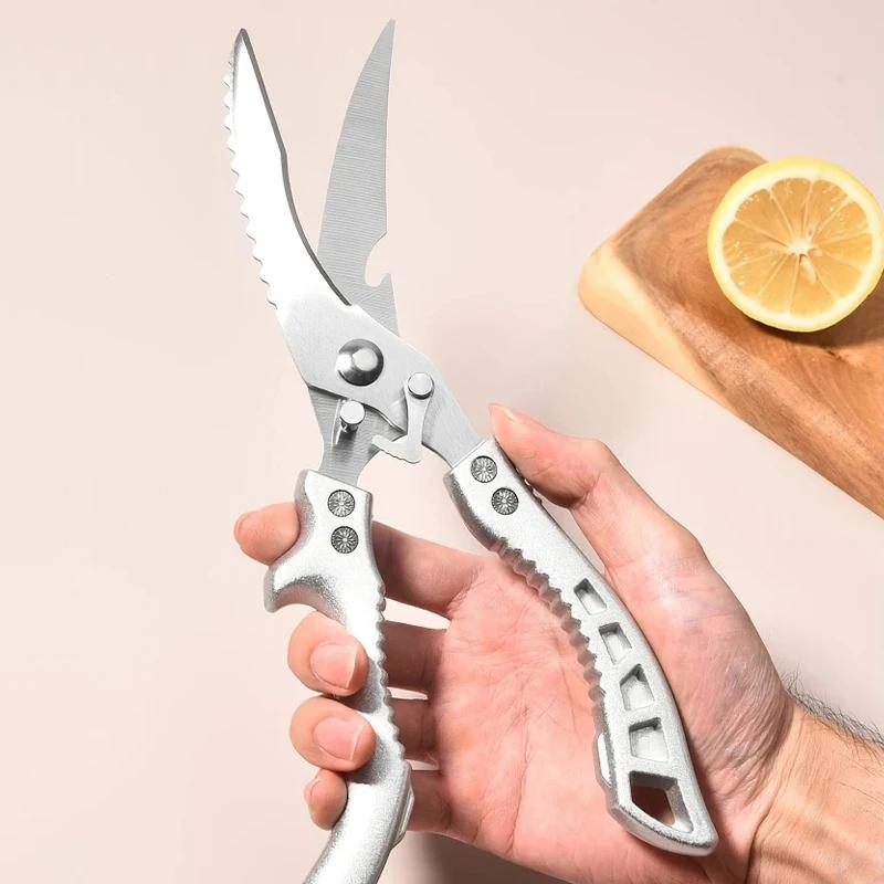 Heavy Duty Kitchen Shears, Stainless Steel Chicken Bone Scissors, Multifunctional Meat Fruit Vegetable Food Cutting Shears
