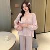 Summer 2026 Women's Ice Silk Pajamas - Long Sleeve & Pants, Sweet Pure Desire, Light Luxury, Sexy Homewear