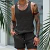 INCERUN 2PCS Summer Men Hollow Sleeveless Tank Tops and Shorts Beach Outfits Sets