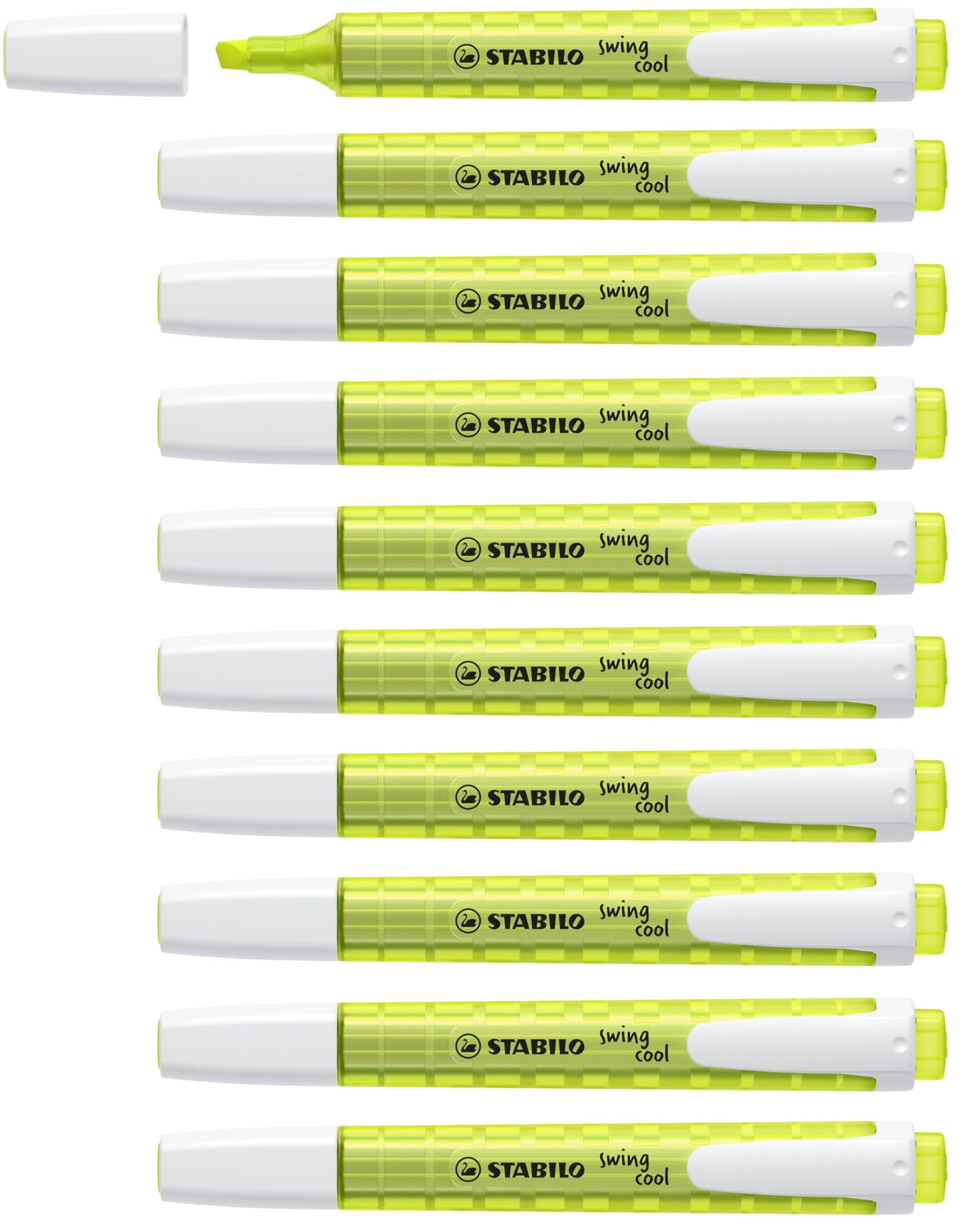 Stabilo Swing Cool Highlighter Chisel Tip Line Yellow Ref of Highlighter Pen Water-based 1-4mm 265/24 [Pack 10] (Used)