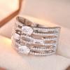 Exquisite Inlaid White CZ Women's Ring Elegant CopperColor Geometry Daily Wear Party Jewelry Anniversary Gift