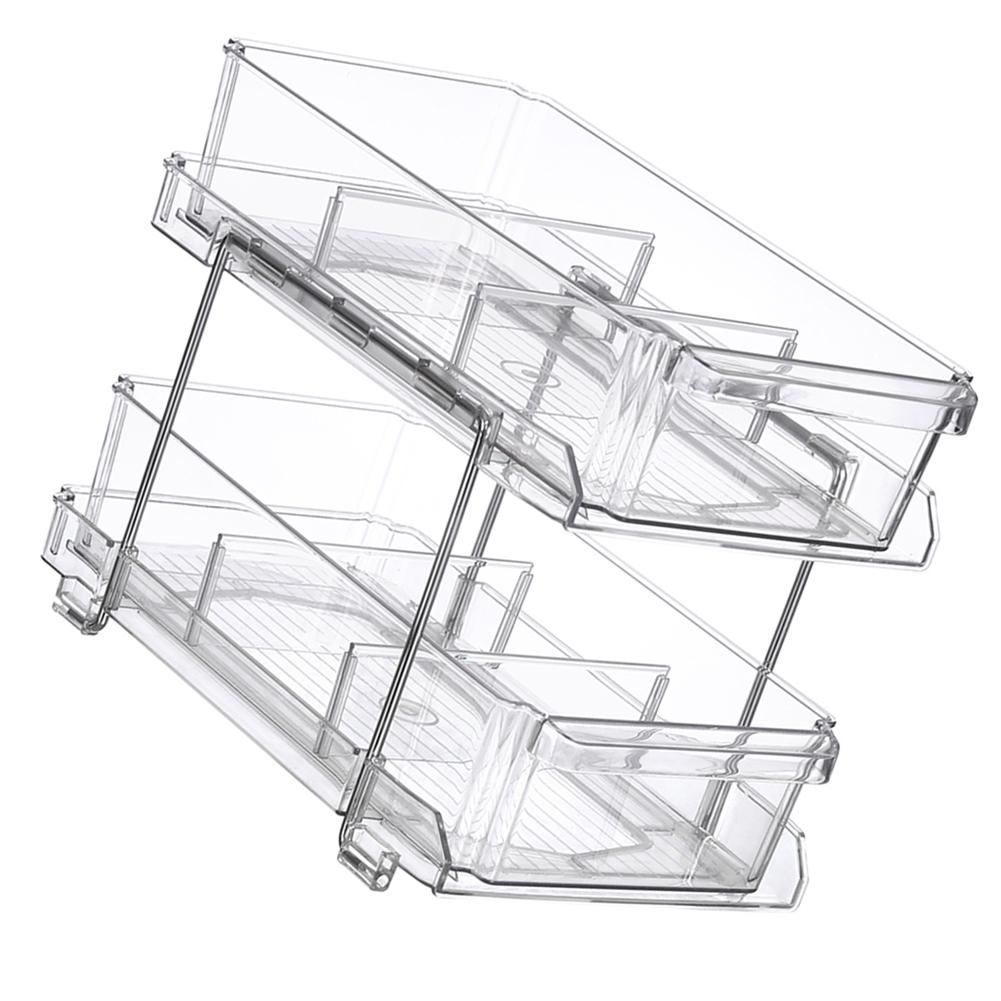 2 Tier Closet Organizer Durable Clear for Cabinet Pantry for Under Sink Office