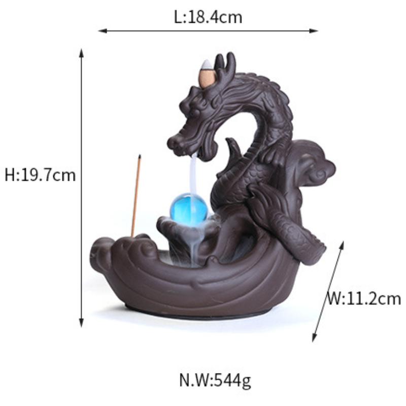 1pc Ceramic Waterfall Vintage Dragon Backflow Incense Burner Home DecorCreative Home Aromatherapy Gift (Without Incense)