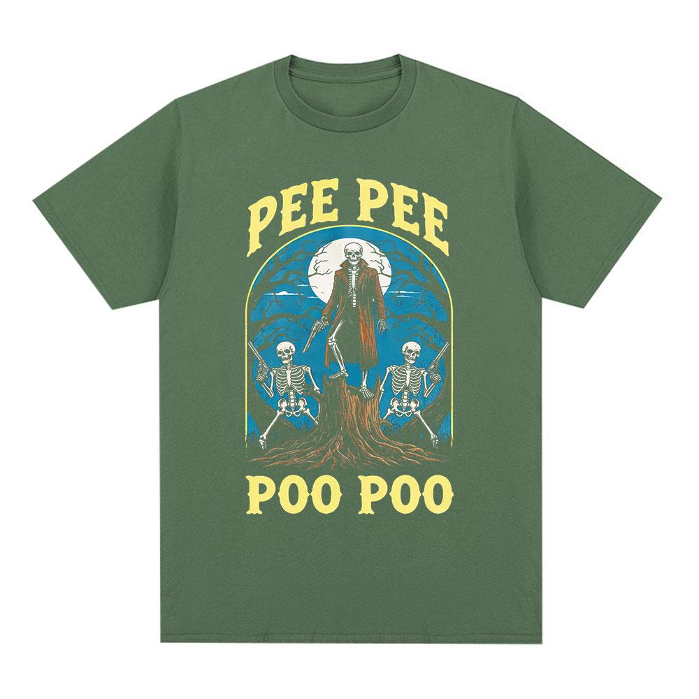 Pee Pee Poo Poo Skeleton Graphic Funny Meme T-Shirts forUnisex Sarcastic Weirdcore T Shirts Gen Z Humor Gift Tees streetwear