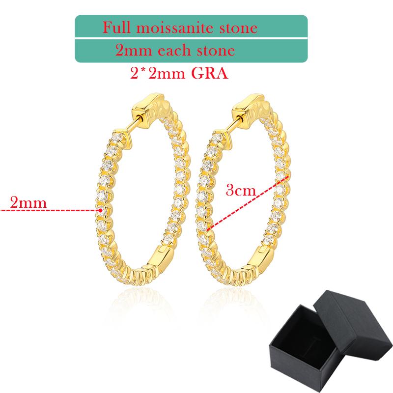 

Smyoue 18K Plated 1.74-6.5cttw All Moissanite Hoop Earrings for Women Lab Diamond Jewelry 100% 925 Silver Earring one pair