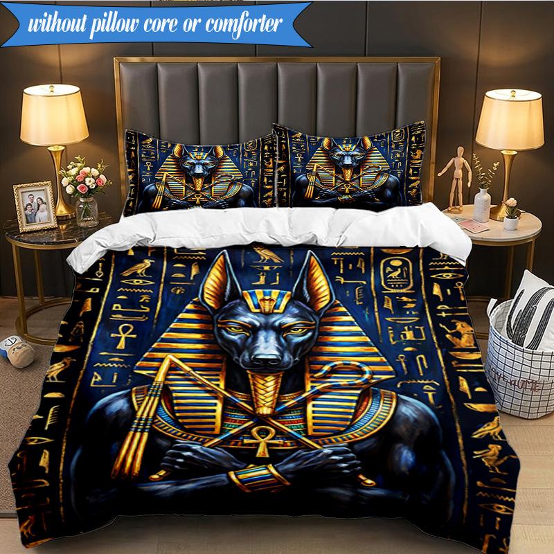 3-teiliges Bettwäsche-Set mit Pharaonen-Motiv, inklusive 1 Bettbezug und 2 Kissenbezügen. Perfekt für Schlafzimmer, Wohnheim, Weihnachtsgeschenk für Fans