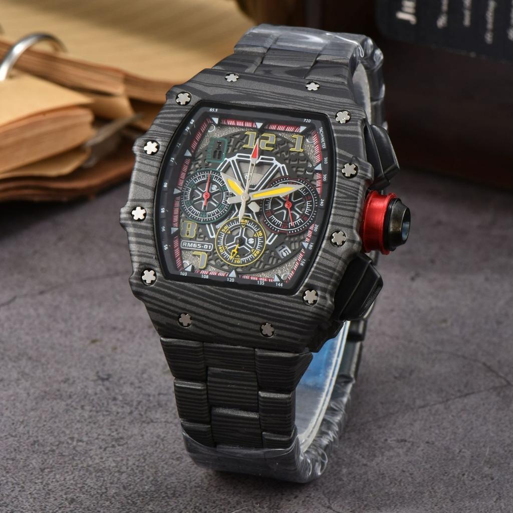 New Barrel-shaped Steel Belt Quartz Watch Six-pin Running Seconds Fashion Business Watch Men's Watch