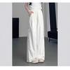 Pantaloni a gamba larga traforati con inserti in pizzo da donna estivi a vita alta con senso del design larghi sottili drappeggiati casual