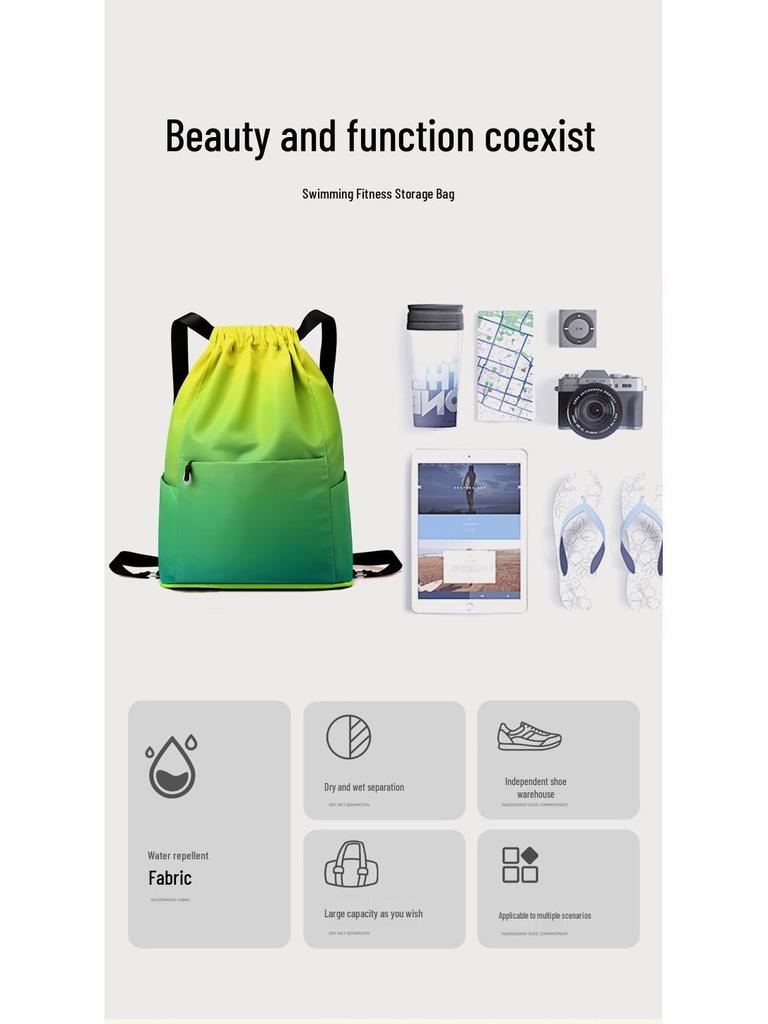 Lightweight Foldable Drawstring Backpack for Travel and Sports Fitness