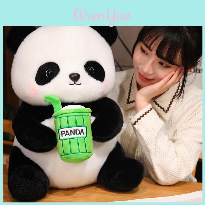 Adorable Plush Panda Toy Soft Pp Cotton Milk Tea Cup Panda Doll Gift For Kids