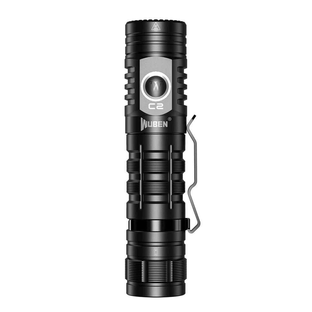WUBEN C2 LED Portable and Portable Flashlight Ideal for Outdoor and Walking Flashlight, [2000 Lumens, Type-C, USB-A, Rechargeable, Compact, Clip-on,